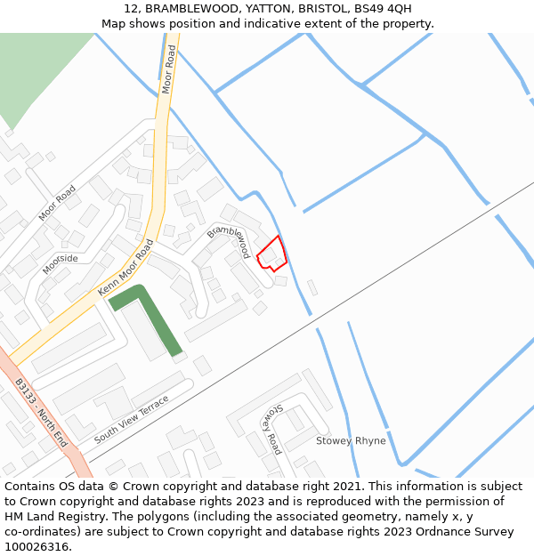 12, BRAMBLEWOOD, YATTON, BRISTOL, BS49 4QH: Location map and indicative extent of plot
