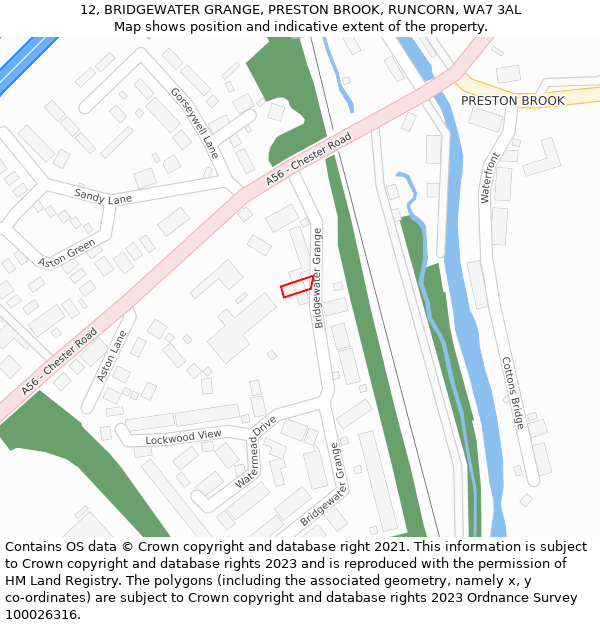 12, BRIDGEWATER GRANGE, PRESTON BROOK, RUNCORN, WA7 3AL: Location map and indicative extent of plot