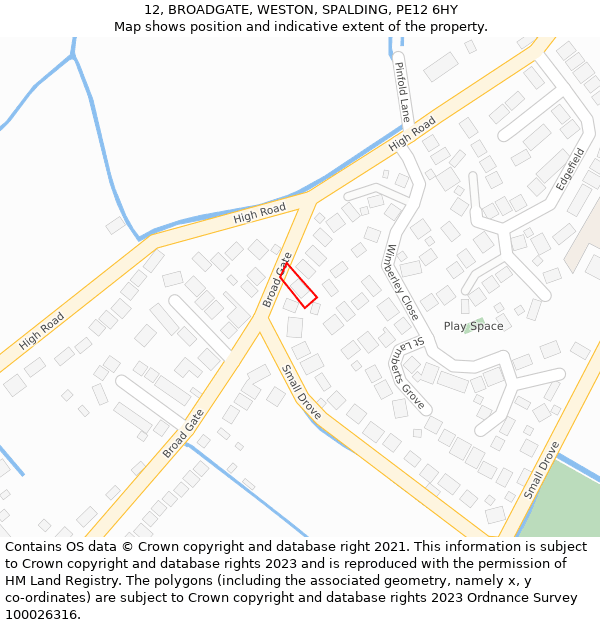 12, BROADGATE, WESTON, SPALDING, PE12 6HY: Location map and indicative extent of plot