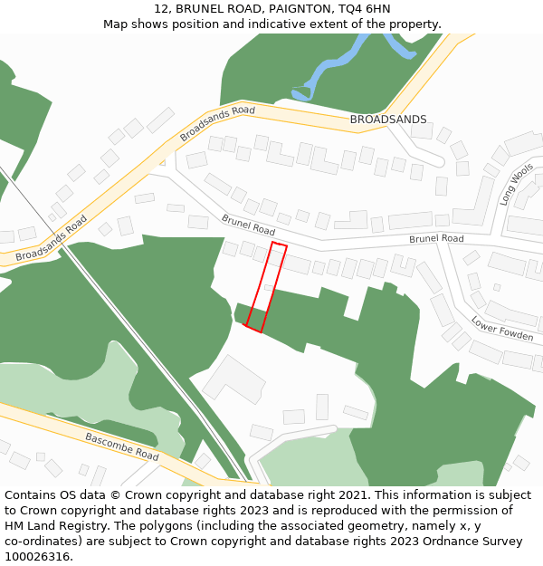 12, BRUNEL ROAD, PAIGNTON, TQ4 6HN: Location map and indicative extent of plot