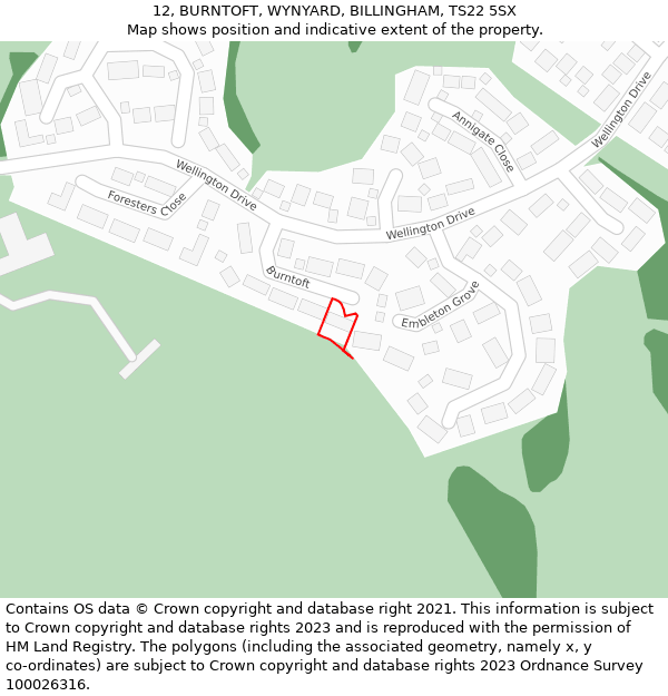 12, BURNTOFT, WYNYARD, BILLINGHAM, TS22 5SX: Location map and indicative extent of plot