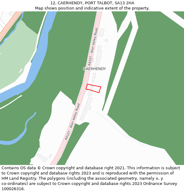 12, CAERHENDY, PORT TALBOT, SA13 2HA: Location map and indicative extent of plot