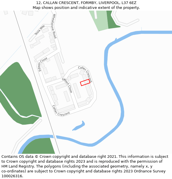 12, CALLAN CRESCENT, FORMBY, LIVERPOOL, L37 6EZ: Location map and indicative extent of plot