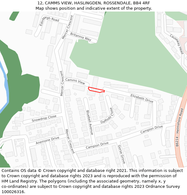 12, CAMMS VIEW, HASLINGDEN, ROSSENDALE, BB4 4RF: Location map and indicative extent of plot