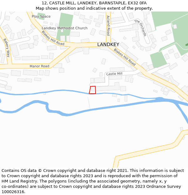 12, CASTLE MILL, LANDKEY, BARNSTAPLE, EX32 0FA: Location map and indicative extent of plot