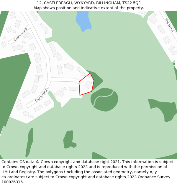 12, CASTLEREAGH, WYNYARD, BILLINGHAM, TS22 5QF: Location map and indicative extent of plot