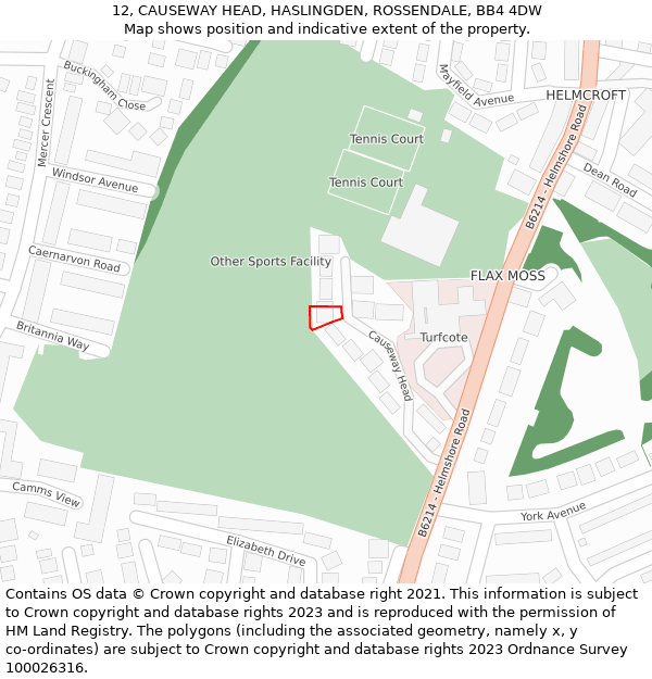 12, CAUSEWAY HEAD, HASLINGDEN, ROSSENDALE, BB4 4DW: Location map and indicative extent of plot