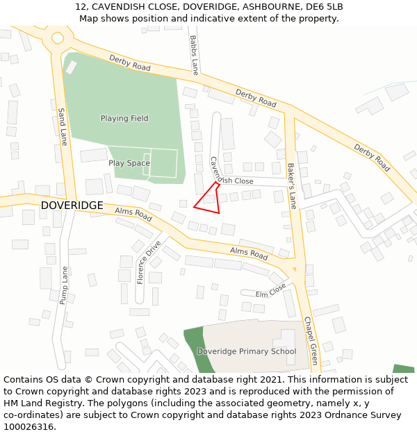 12, CAVENDISH CLOSE, DOVERIDGE, ASHBOURNE, DE6 5LB: Location map and indicative extent of plot