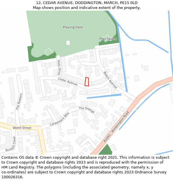 12, CEDAR AVENUE, DODDINGTON, MARCH, PE15 0LD: Location map and indicative extent of plot