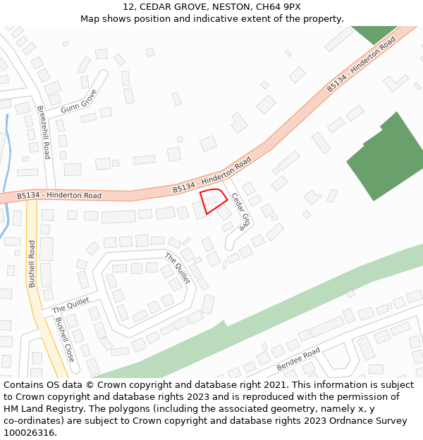 12, CEDAR GROVE, NESTON, CH64 9PX: Location map and indicative extent of plot