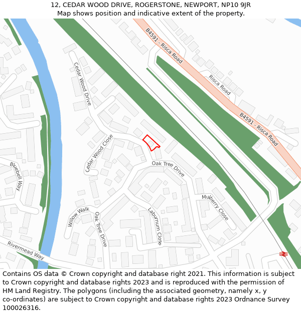 12, CEDAR WOOD DRIVE, ROGERSTONE, NEWPORT, NP10 9JR: Location map and indicative extent of plot