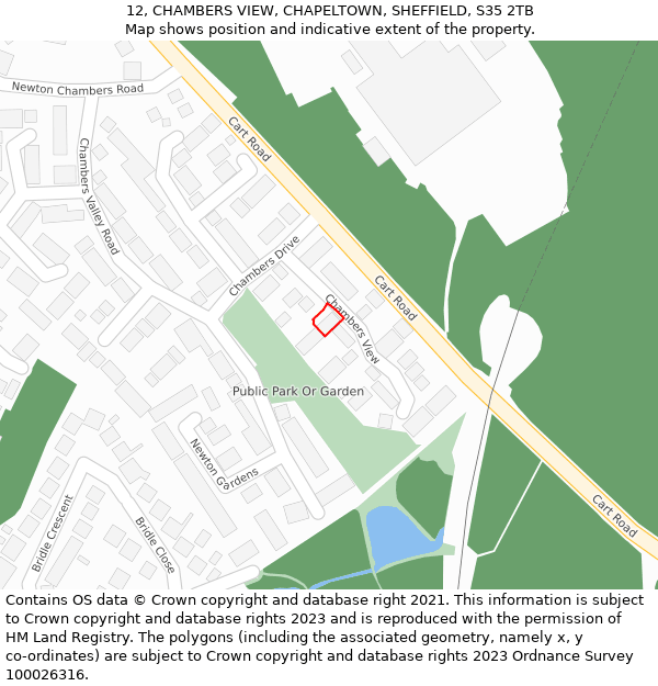 12, CHAMBERS VIEW, CHAPELTOWN, SHEFFIELD, S35 2TB: Location map and indicative extent of plot