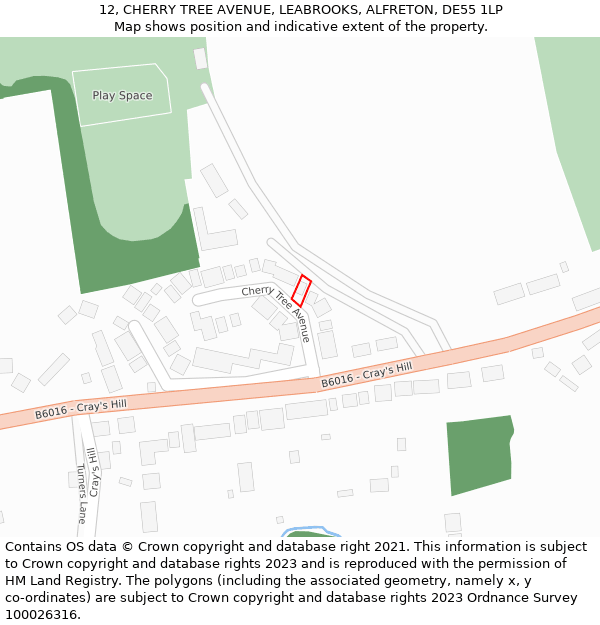 12, CHERRY TREE AVENUE, LEABROOKS, ALFRETON, DE55 1LP: Location map and indicative extent of plot