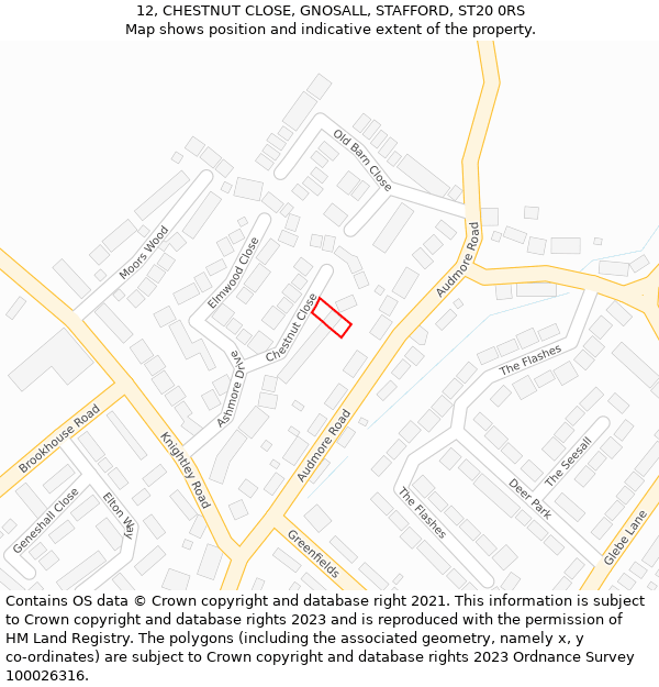 12, CHESTNUT CLOSE, GNOSALL, STAFFORD, ST20 0RS: Location map and indicative extent of plot