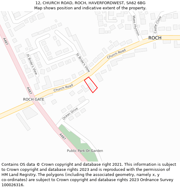 12, CHURCH ROAD, ROCH, HAVERFORDWEST, SA62 6BG: Location map and indicative extent of plot