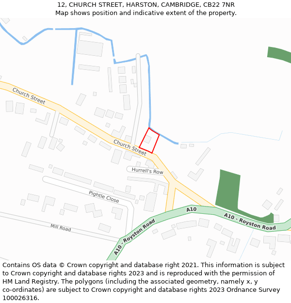 12, CHURCH STREET, HARSTON, CAMBRIDGE, CB22 7NR: Location map and indicative extent of plot