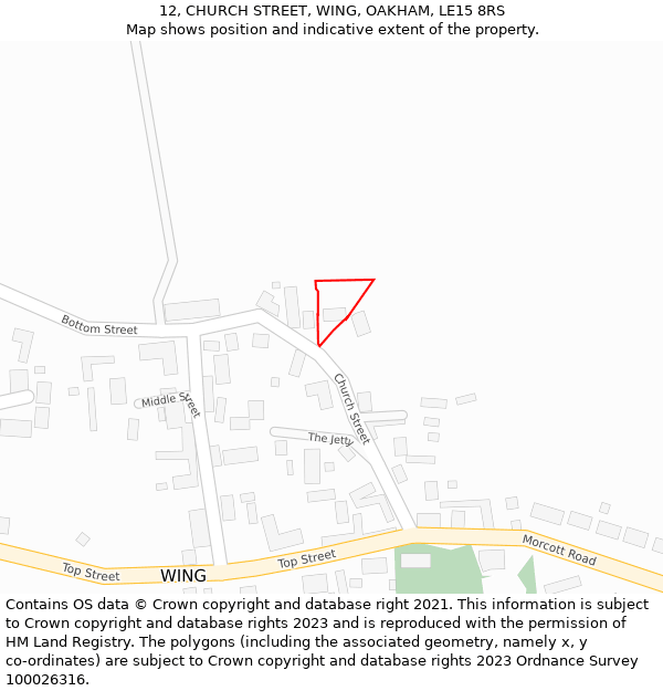 12, CHURCH STREET, WING, OAKHAM, LE15 8RS: Location map and indicative extent of plot