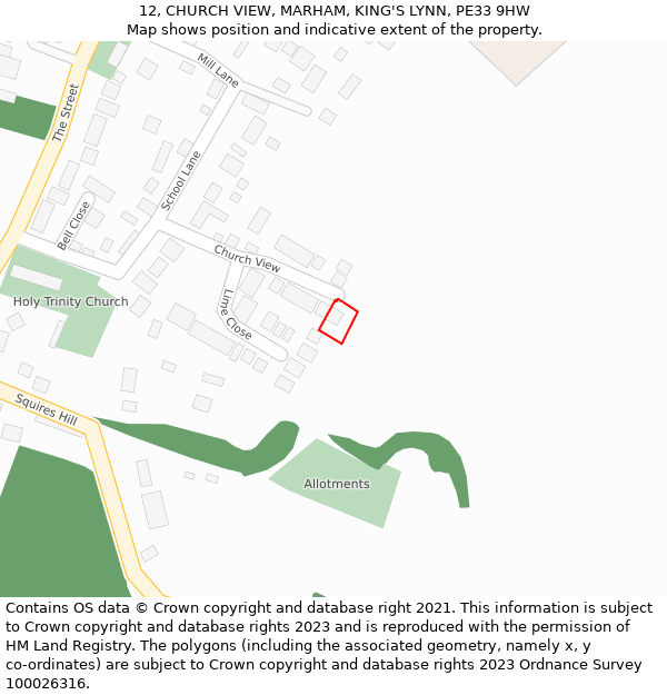 12, CHURCH VIEW, MARHAM, KING'S LYNN, PE33 9HW: Location map and indicative extent of plot