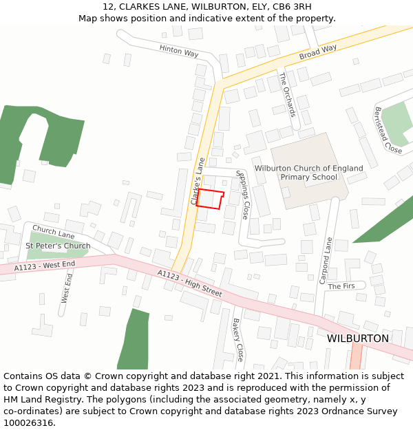 12, CLARKES LANE, WILBURTON, ELY, CB6 3RH: Location map and indicative extent of plot