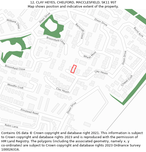 12, CLAY HEYES, CHELFORD, MACCLESFIELD, SK11 9ST: Location map and indicative extent of plot