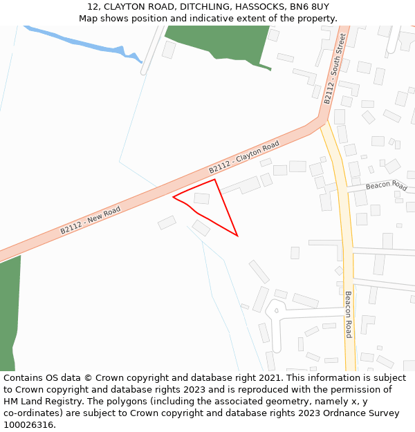12, CLAYTON ROAD, DITCHLING, HASSOCKS, BN6 8UY: Location map and indicative extent of plot