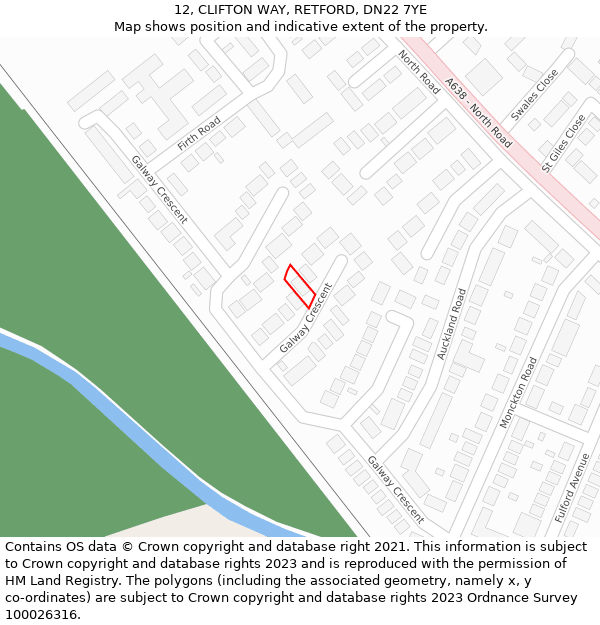 12, CLIFTON WAY, RETFORD, DN22 7YE: Location map and indicative extent of plot