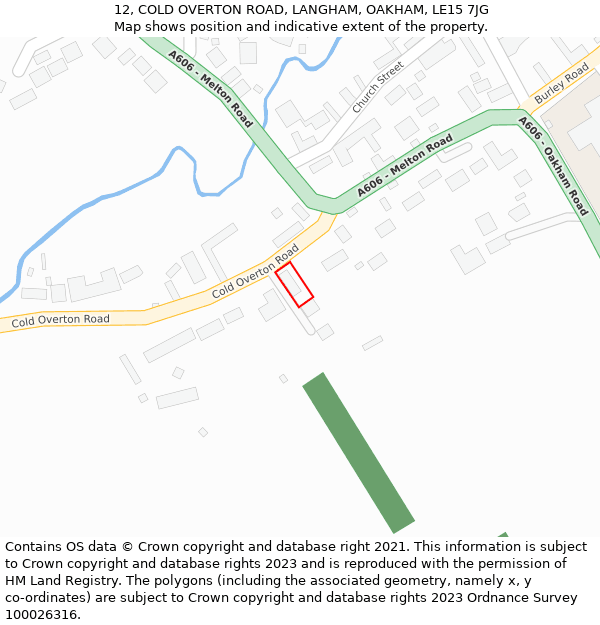 12, COLD OVERTON ROAD, LANGHAM, OAKHAM, LE15 7JG: Location map and indicative extent of plot