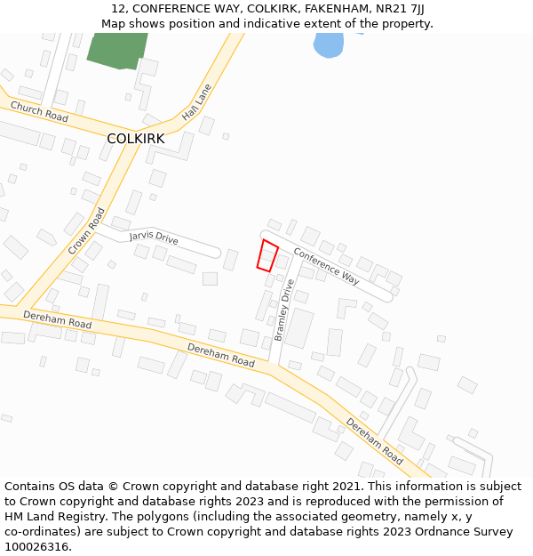 12, CONFERENCE WAY, COLKIRK, FAKENHAM, NR21 7JJ: Location map and indicative extent of plot