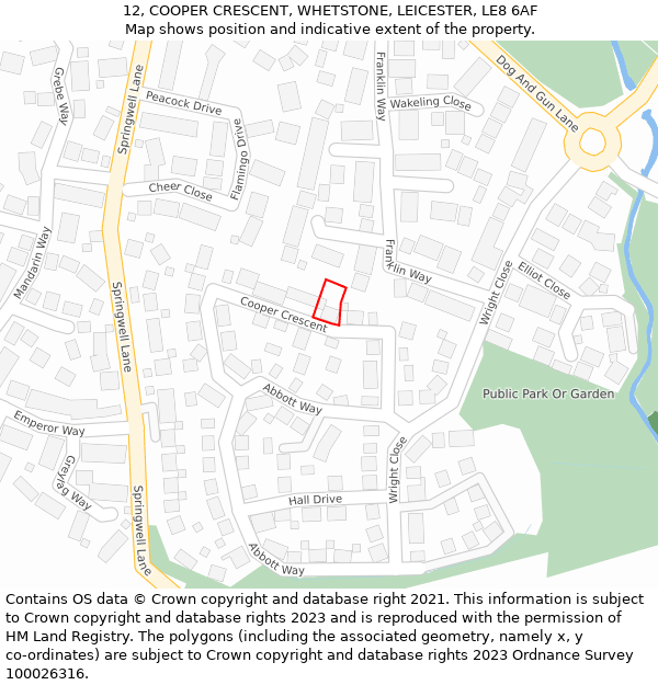 12, COOPER CRESCENT, WHETSTONE, LEICESTER, LE8 6AF: Location map and indicative extent of plot