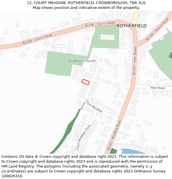 12, COURT MEADOW, ROTHERFIELD, CROWBOROUGH, TN6 3LQ: Location map and indicative extent of plot