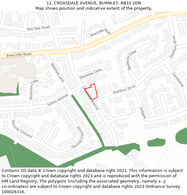 12, CROASDALE AVENUE, BURNLEY, BB10 2DN: Location map and indicative extent of plot