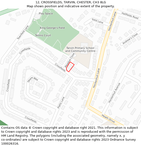 12, CROSSFIELDS, TARVIN, CHESTER, CH3 8LG: Location map and indicative extent of plot