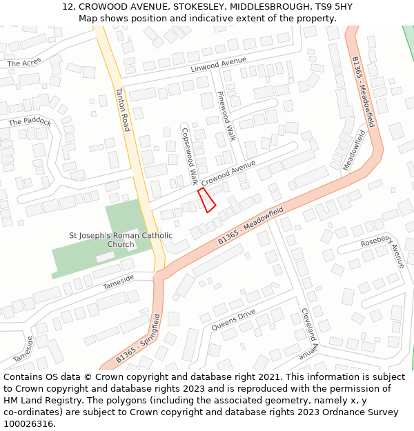 12, CROWOOD AVENUE, STOKESLEY, MIDDLESBROUGH, TS9 5HY: Location map and indicative extent of plot