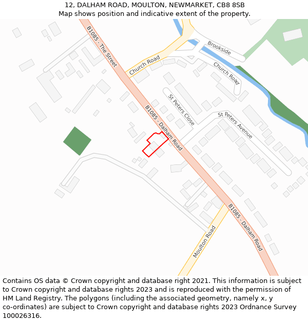 12, DALHAM ROAD, MOULTON, NEWMARKET, CB8 8SB: Location map and indicative extent of plot