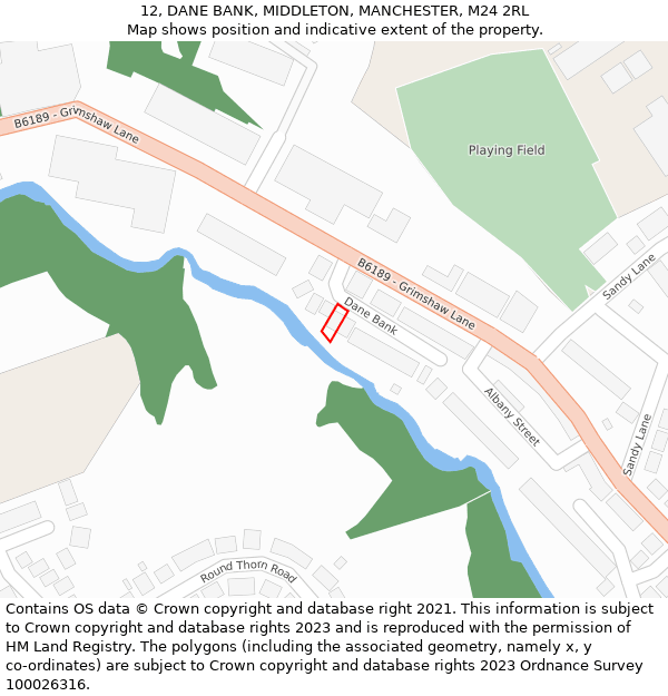 12, DANE BANK, MIDDLETON, MANCHESTER, M24 2RL: Location map and indicative extent of plot