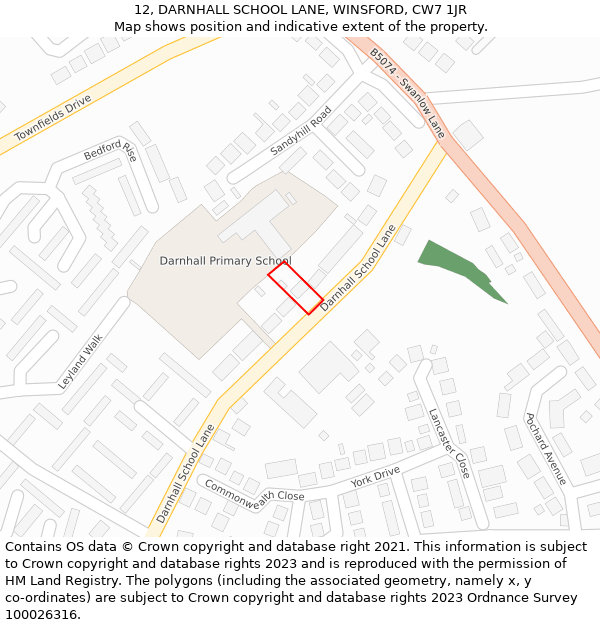 12, DARNHALL SCHOOL LANE, WINSFORD, CW7 1JR: Location map and indicative extent of plot
