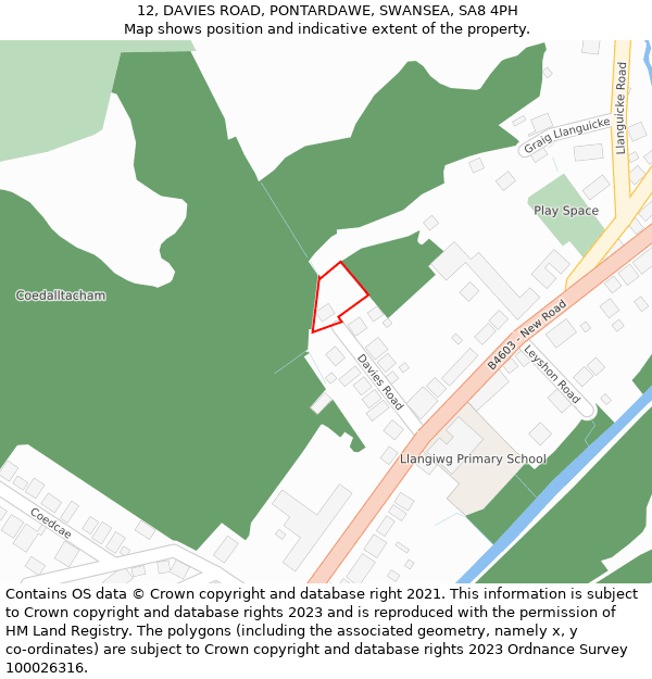 12, DAVIES ROAD, PONTARDAWE, SWANSEA, SA8 4PH: Location map and indicative extent of plot