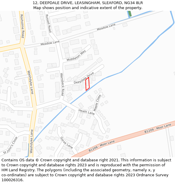 12, DEEPDALE DRIVE, LEASINGHAM, SLEAFORD, NG34 8LR: Location map and indicative extent of plot