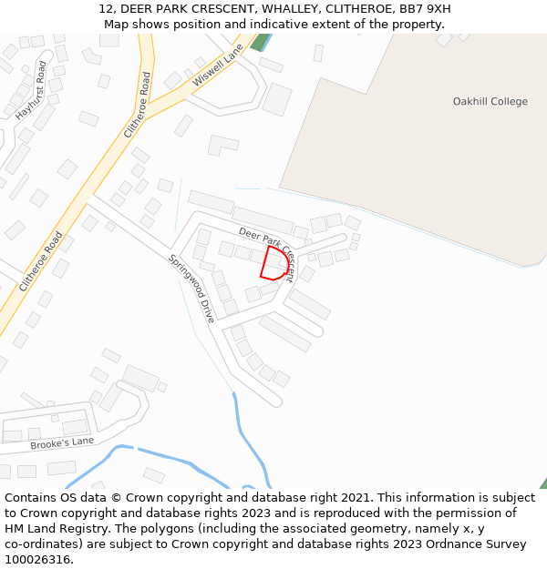 12, DEER PARK CRESCENT, WHALLEY, CLITHEROE, BB7 9XH: Location map and indicative extent of plot