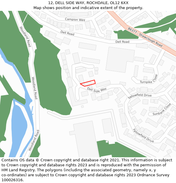 12, DELL SIDE WAY, ROCHDALE, OL12 6XX: Location map and indicative extent of plot