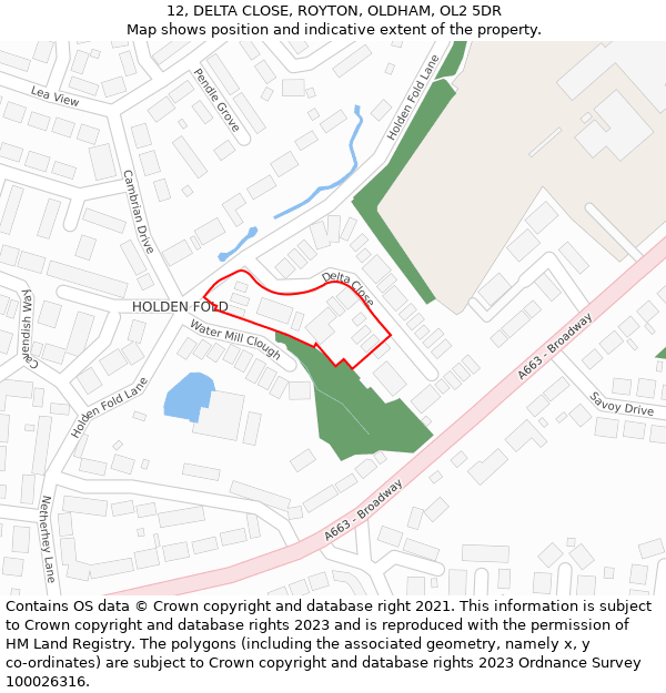 12, DELTA CLOSE, ROYTON, OLDHAM, OL2 5DR: Location map and indicative extent of plot