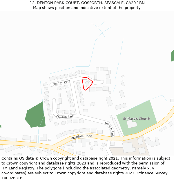 12, DENTON PARK COURT, GOSFORTH, SEASCALE, CA20 1BN: Location map and indicative extent of plot