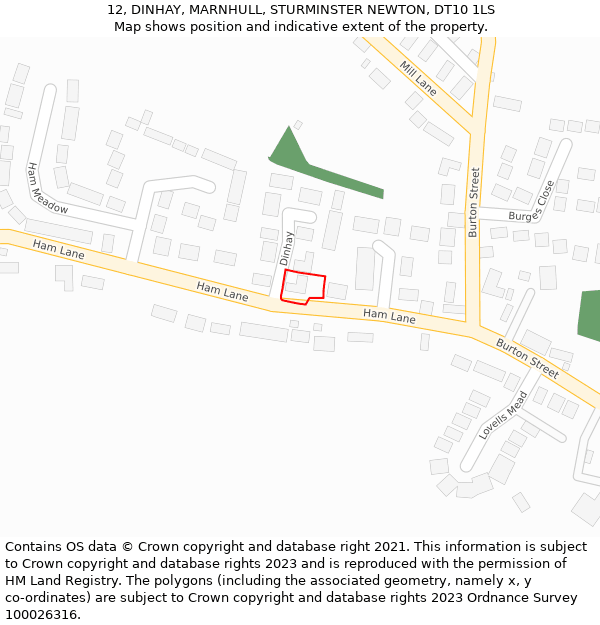 12, DINHAY, MARNHULL, STURMINSTER NEWTON, DT10 1LS: Location map and indicative extent of plot