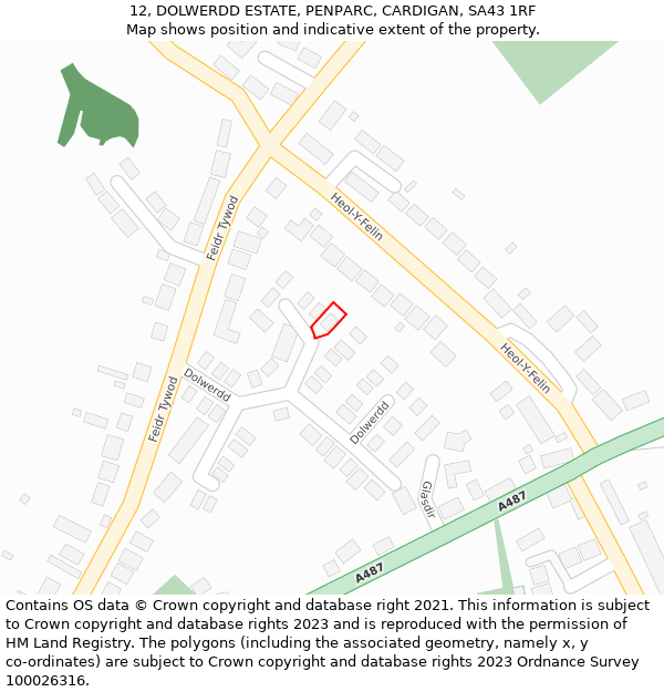 12, DOLWERDD ESTATE, PENPARC, CARDIGAN, SA43 1RF: Location map and indicative extent of plot