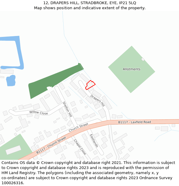 12, DRAPERS HILL, STRADBROKE, EYE, IP21 5LQ: Location map and indicative extent of plot