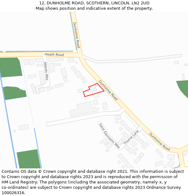 12, DUNHOLME ROAD, SCOTHERN, LINCOLN, LN2 2UD: Location map and indicative extent of plot