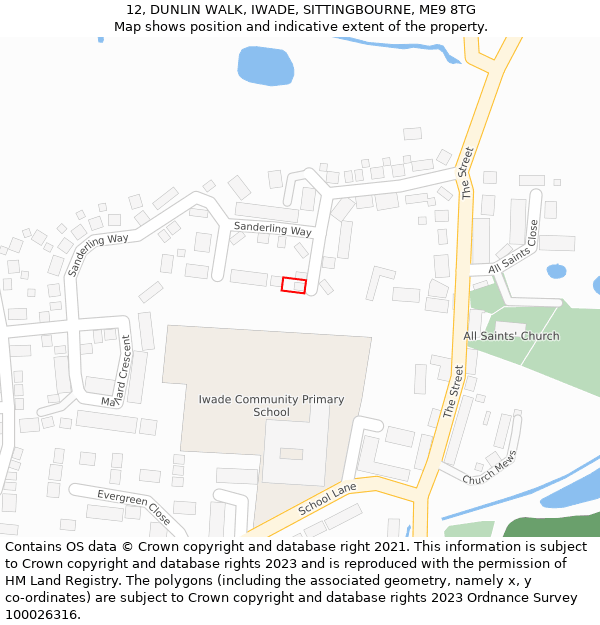 12, DUNLIN WALK, IWADE, SITTINGBOURNE, ME9 8TG: Location map and indicative extent of plot