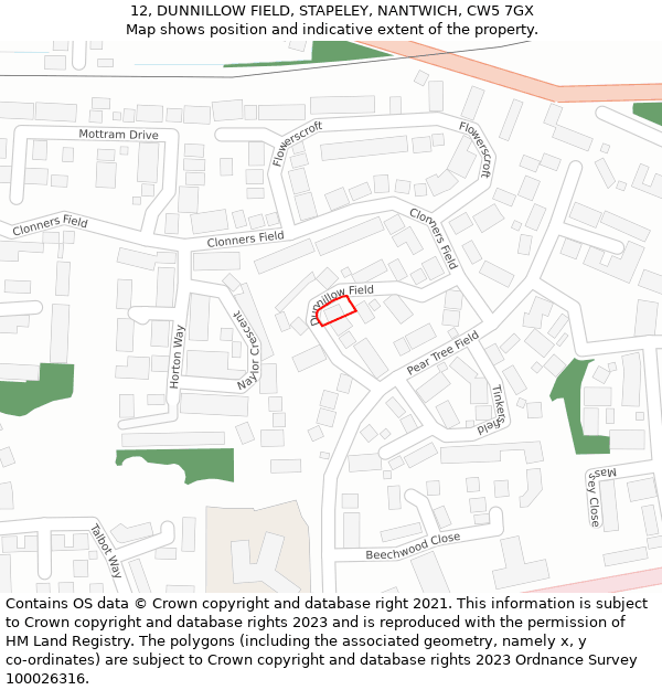 12, DUNNILLOW FIELD, STAPELEY, NANTWICH, CW5 7GX: Location map and indicative extent of plot