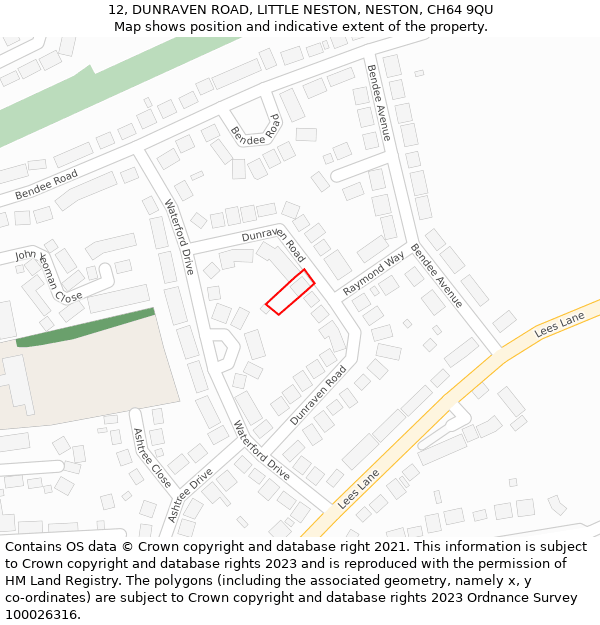 12, DUNRAVEN ROAD, LITTLE NESTON, NESTON, CH64 9QU: Location map and indicative extent of plot