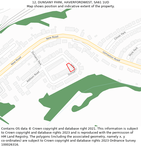 12, DUNSANY PARK, HAVERFORDWEST, SA61 1UD: Location map and indicative extent of plot